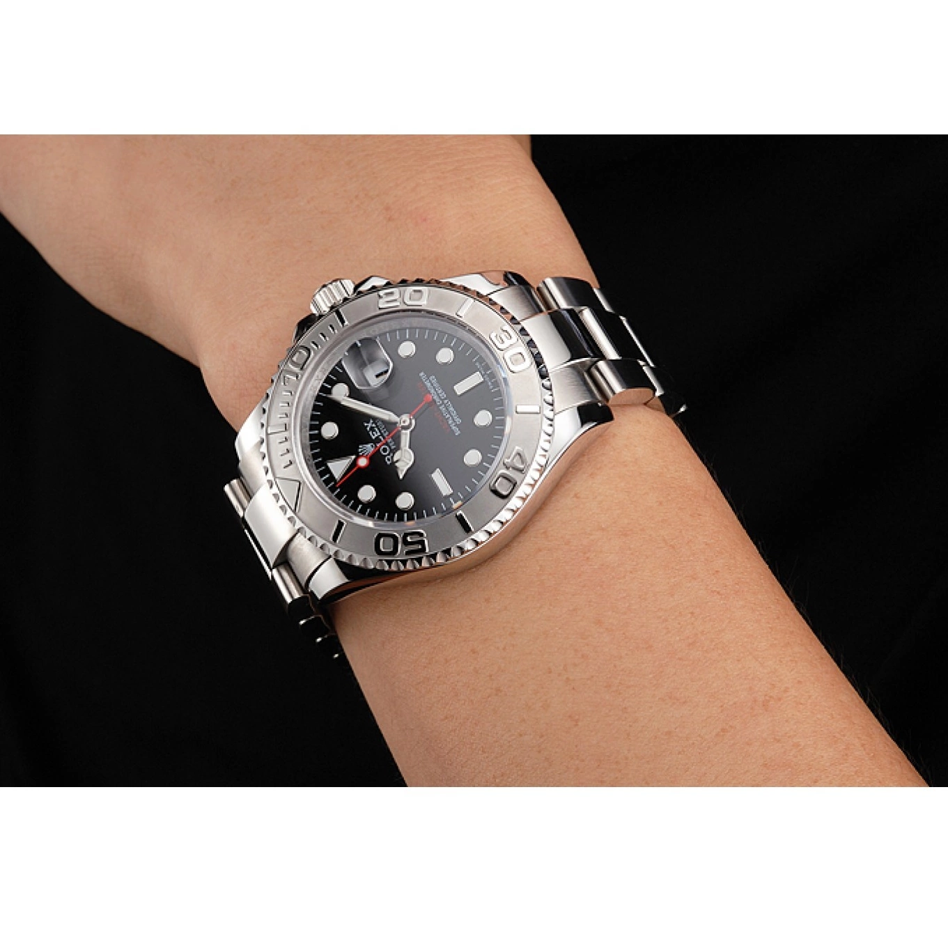 Aaa fake watches And Yacht-Master Case Black Bracelet Steel Dial Swiss Stainless Rolex 0629